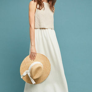 Anthropologie Layered Sweater Maxi Dress Cream